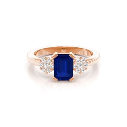 Prong Setting Blue Sapphire Side Stone Ring