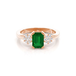 Prong Setting Emerald Side Stone Ring