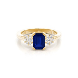 Prong Setting Blue Sapphire Side Stone Ring