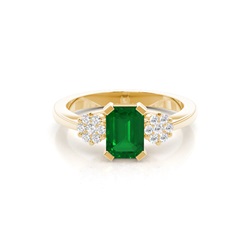 Prong Setting Emerald Side Stone Ring