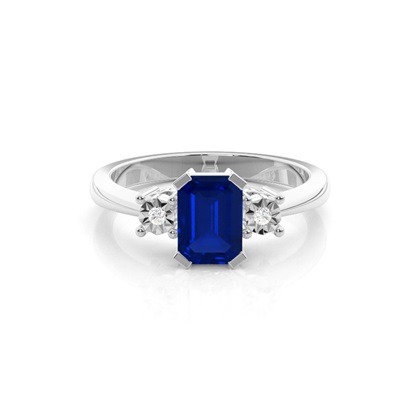 Prong Setting Blue Sapphire Three Stone Ring