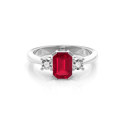 Prong Setting Ruby Three Stone Ring