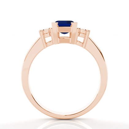 Zinkeneinstellung Blue Sapphire Three Stone Ring