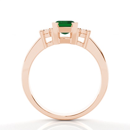 Zinkeneinstellung Smaragd Drei Stein Ring