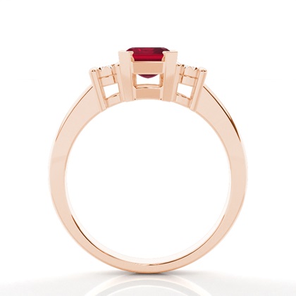 Zinkeneinstellung Rubin-Drei-Stein-Ring