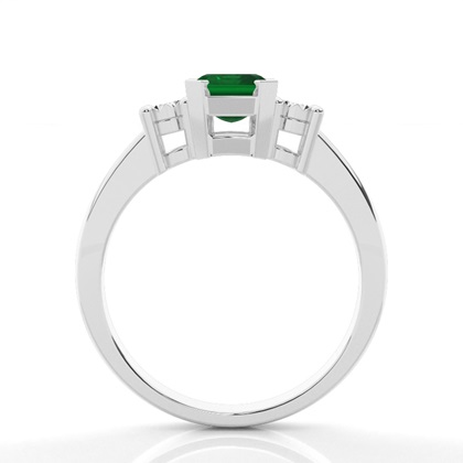 Zinkeneinstellung Smaragd Drei Stein Ring