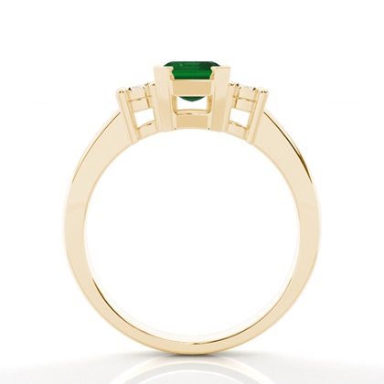 Zinkeneinstellung Smaragd Drei Stein Ring