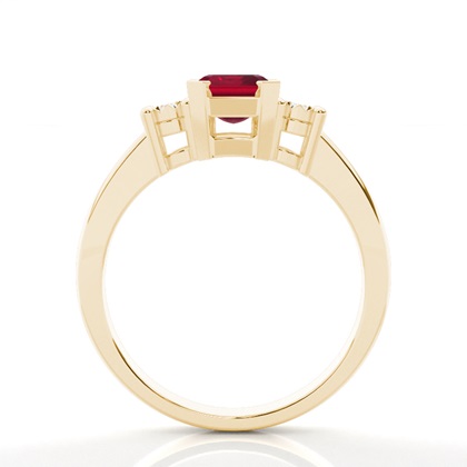 Zinkeneinstellung Rubin-Drei-Stein-Ring