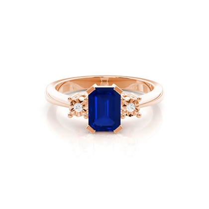 Prong Setting Blue Sapphire Three Stone Ring