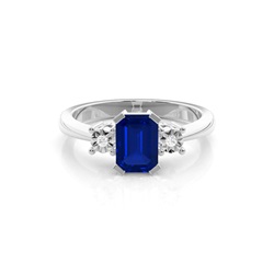 Prong Setting Blue Sapphire Three Stone Ring