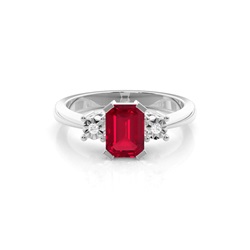 Prong Setting Ruby Three Stone Ring