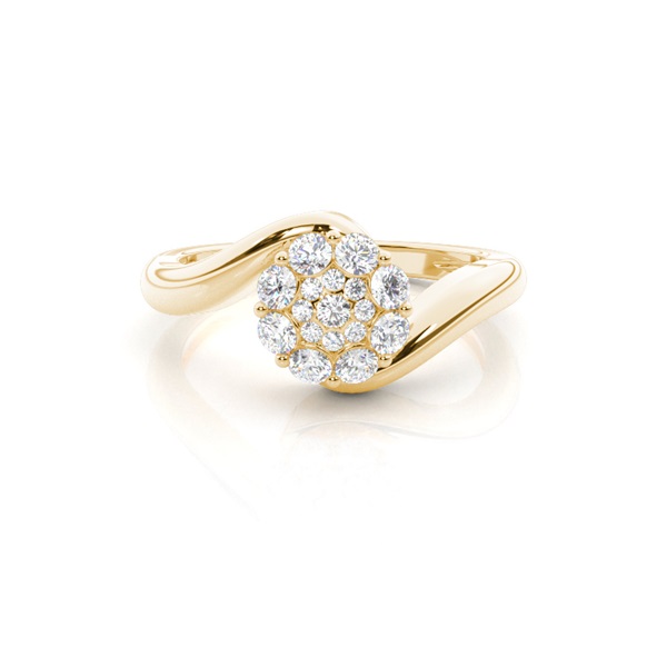 Shared Prong Setting Round Diamond Cluster Ring