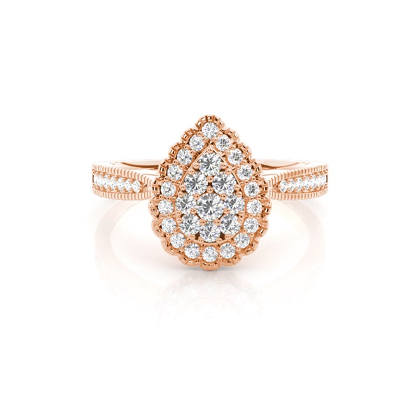 Shared Prong Setting Round Diamond Cluster Ring