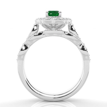 Zinkeneinstellung Ovaler Halo-Smaragd-Verlobungsring