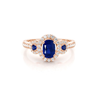 Rose Gold Sapphire Diamond Engagement Rings