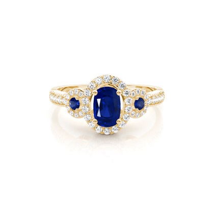 Yellow Gold Sapphire Diamond Engagement Rings