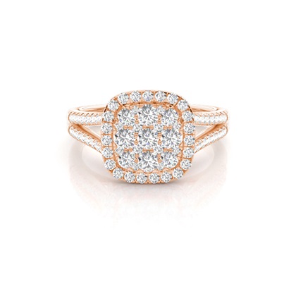 Micro Prong Setting Round Diamond Cluster Ring