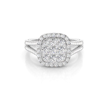 Micro Prong Setting Round Diamond Cluster Ring