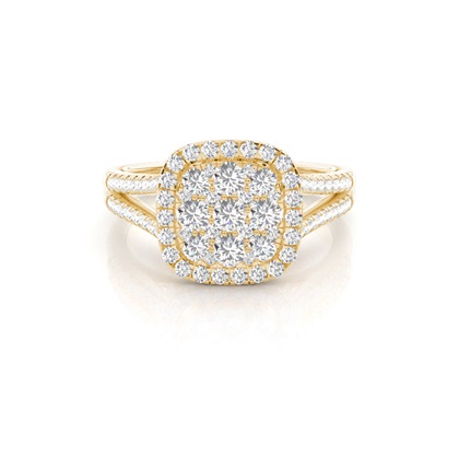 Micro Prong Setting Round Diamond Cluster Ring