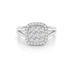 Micro Prong Setting Round Diamond Cluster Ring