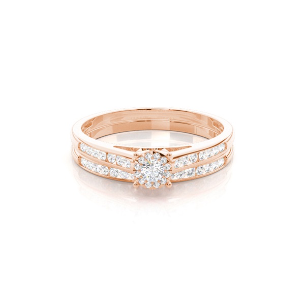 Channel Setting Round Diamond Bridal Set Engagement Ring