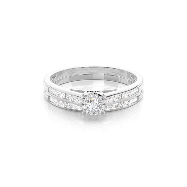 Channel Setting Round Diamond Bridal Set Engagement Ring