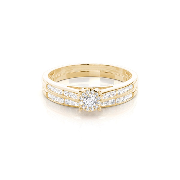 Channel Setting Round Diamond Bridal Set Engagement Ring