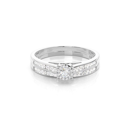 Channel Setting Round Diamond Bridal Set Engagement Ring