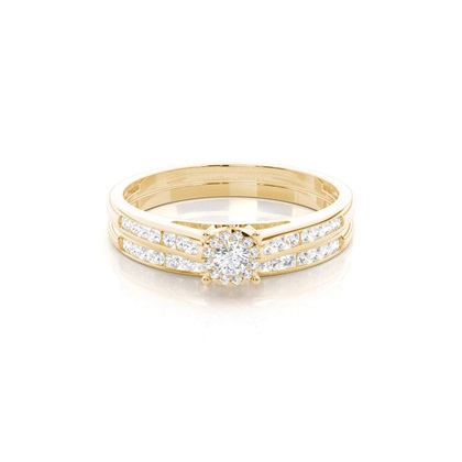 Yellow Gold Bridal Set Diamond Engagement Rings