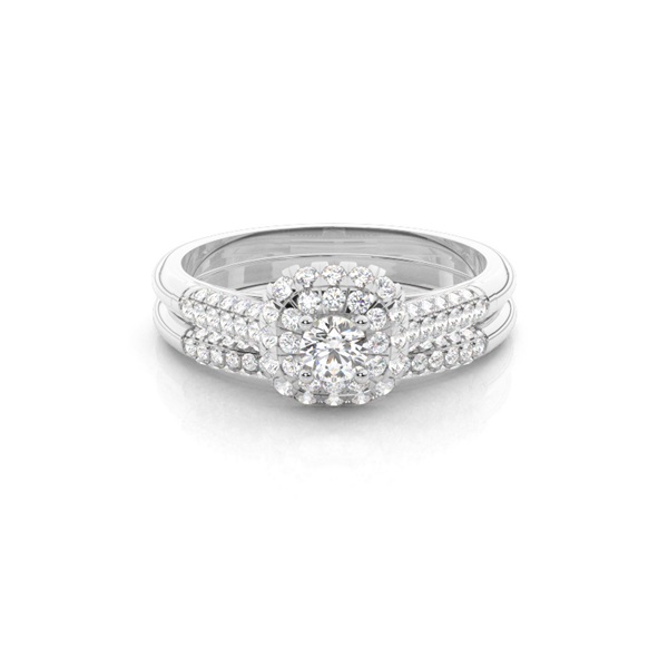 Micro Prong Setting Round Diamond Bridal Set Engagement Ring