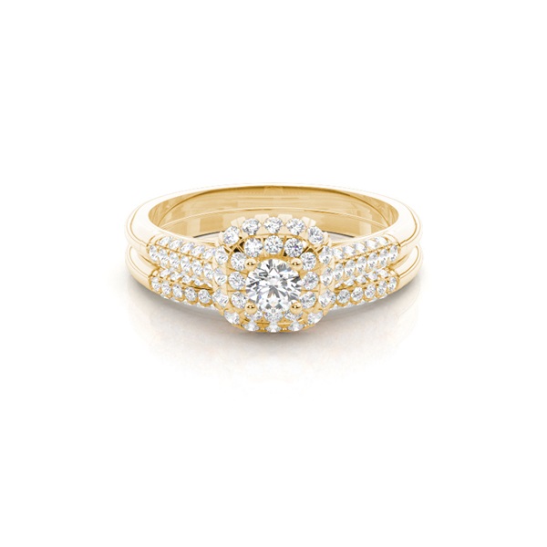 Micro Prong Setting Round Diamond Bridal Set Engagement Ring
