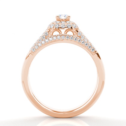 Rose Gold Bridal Engagement and Wedding Bands Ring Sets