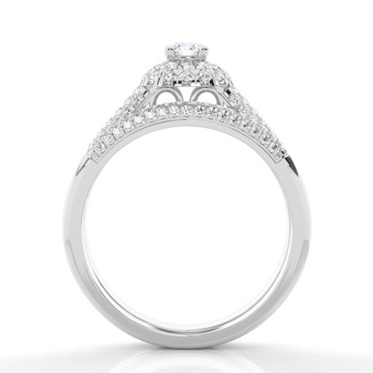 Micro Prong Setting Round Diamond Bridal Set Engagement Ring