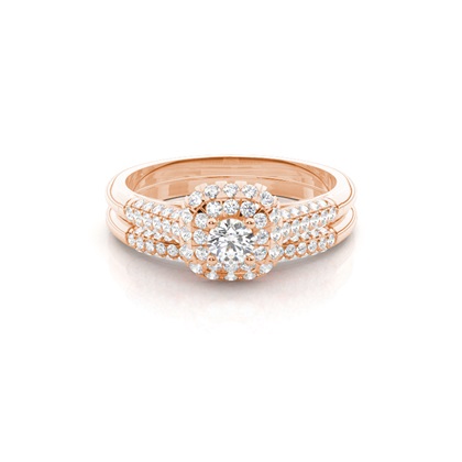 Rose Gold Bridal Set Diamond Engagement Rings