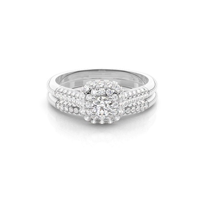 Micro Prong Setting Round Diamond Bridal Set Engagement Ring