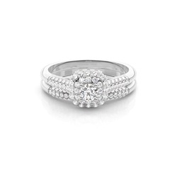 Micro Prong Setting Round Diamond Bridal Set Engagement Ring