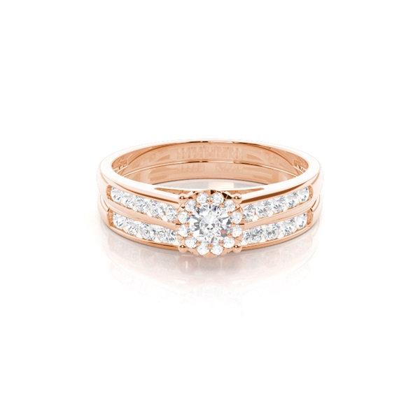 Micro Prong Setting Round Diamond Bridal Set Engagement Ring