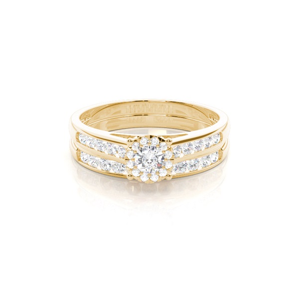Micro Prong Setting Round Diamond Bridal Set Engagement Ring