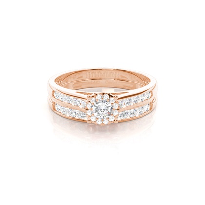 Rose Gold Bridal Set Diamond Engagement Rings