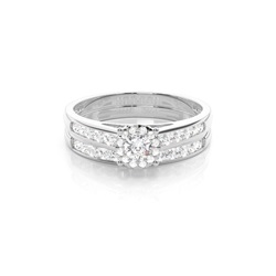 Micro Prong Setting Round Diamond Bridal Set Engagement Ring