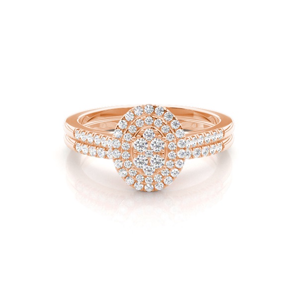 Micro Prong Setting Round Diamond Bridal Set Engagement Ring