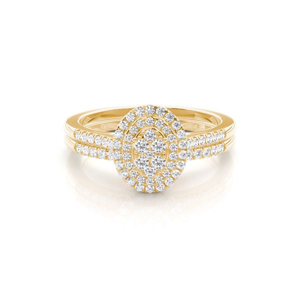 Micro Prong Setting Round Diamond Bridal Set Engagement Ring