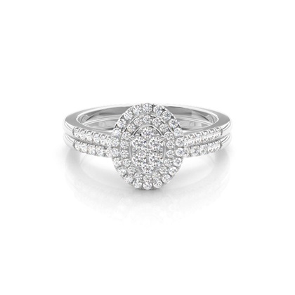 Micro Prong Setting Round Diamond Bridal Set Engagement Ring