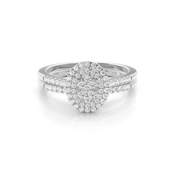 Micro Prong Setting Round Diamond Bridal Set Engagement Ring