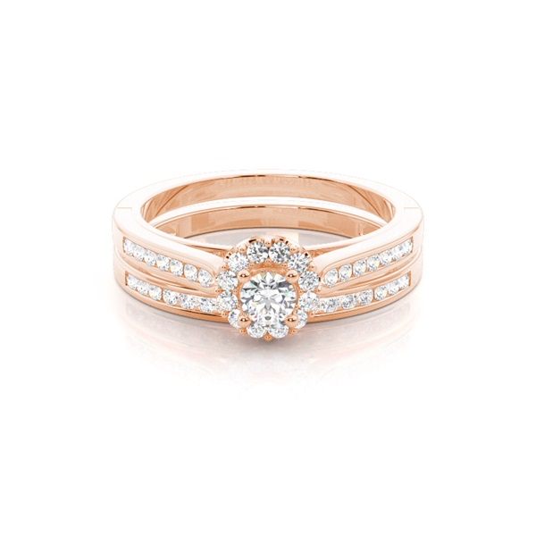 Channel Setting Round Diamond Bridal Set Engagement Ring