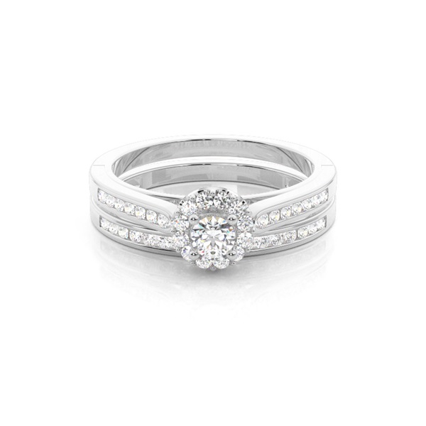 Channel Setting Round Diamond Bridal Set Engagement Ring