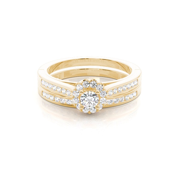 Channel Setting Round Diamond Bridal Set Engagement Ring