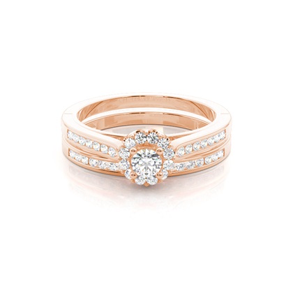 Rose Gold Bridal Set Diamond Engagement Rings