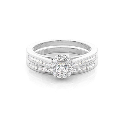 Channel Setting Round Diamond Bridal Set Engagement Ring