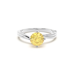Solitär Verlobungsring mit gelbem Diamant in Krappenfassung